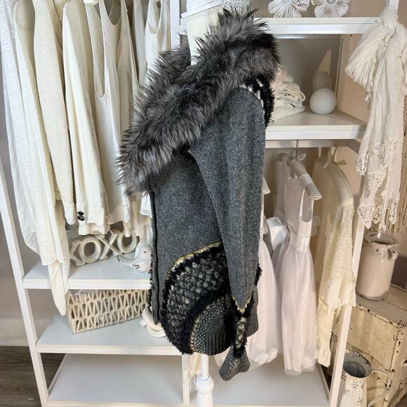 Sleeping on Snow sz. Medium dark gray lagenlook boho sweater office casual #4404 - Picture 6 of 11